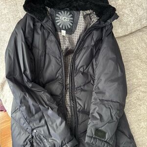 UGG Black Quilted Down Coat